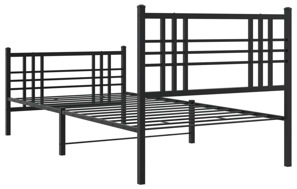 Estrutura de cama com cabeceira e pés 100x190 cm metal preto