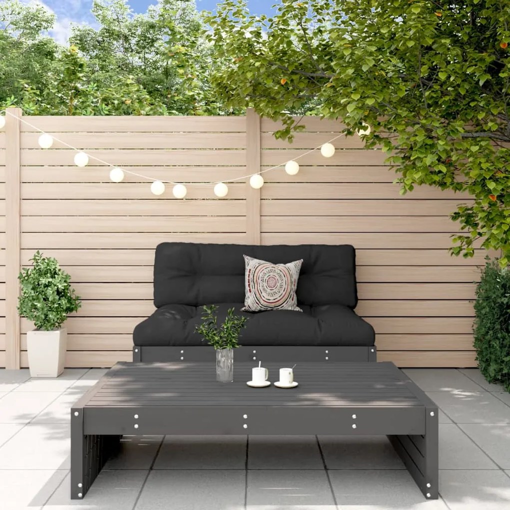 vidaXL 2 pcs conjunto lounge jardim c/ almofadões madeira maciça cinza