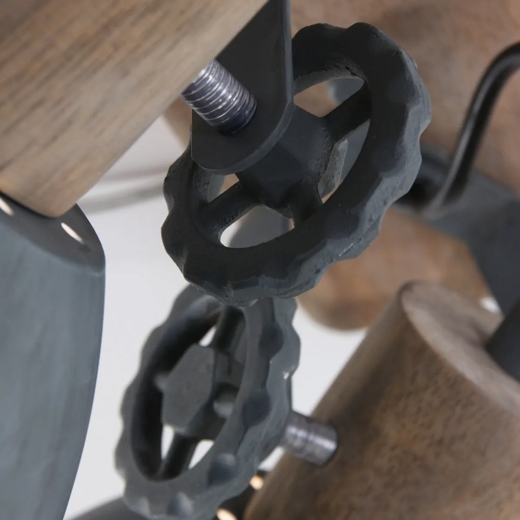 Industriële plafondspot hout met grijs 2-lichts draai- en kantelbaar - Gearwood Industrial