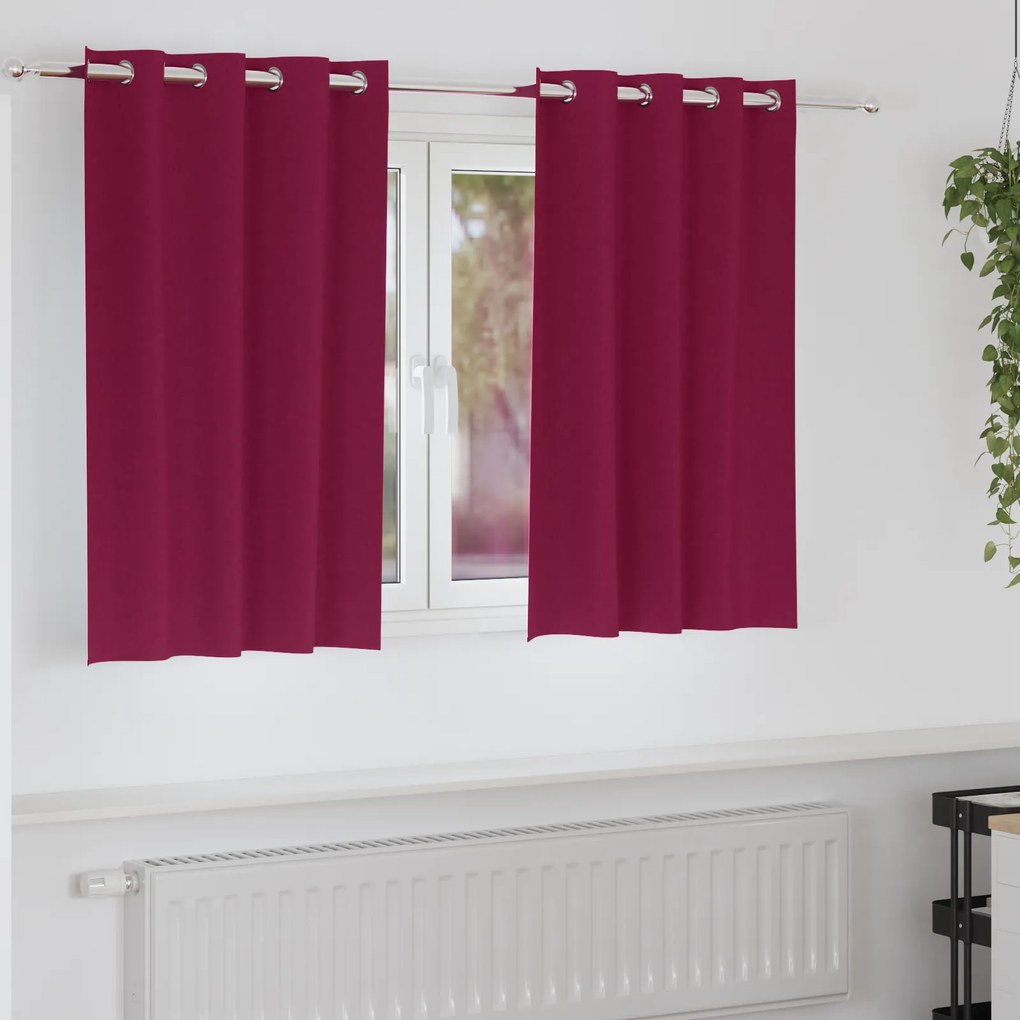 vidaXL Cortinas 2 pcs Vinho Vermelho 140 x 140 cm Poliéster