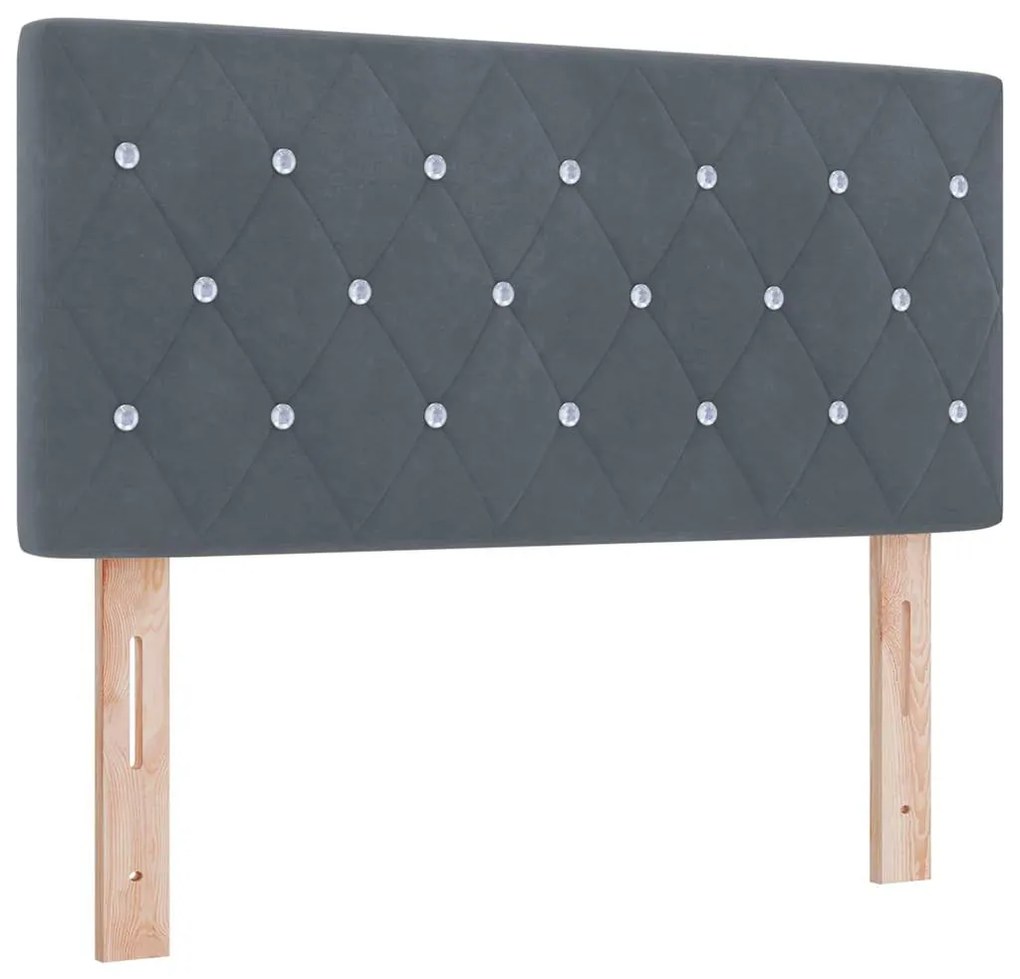 Cama Box com Colchão &amp; LED VidaXL Cinza Escuro 100x200 cm Veludo