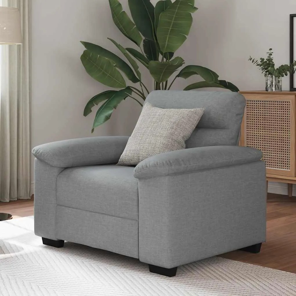 vidaXL Poltrona tecido 60 cm cinzento-claro