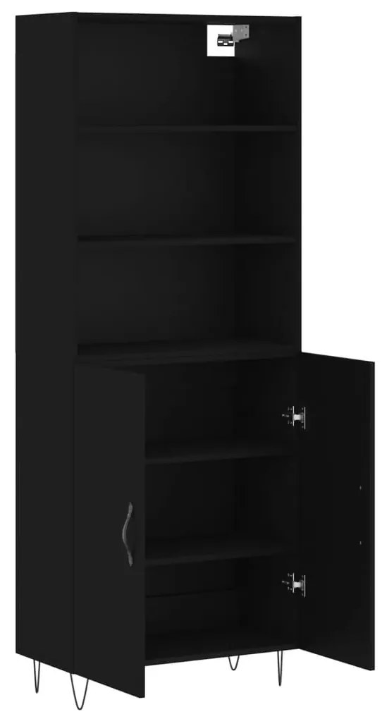 Armário alto 69,5x34x180 cm derivados de madeira preto