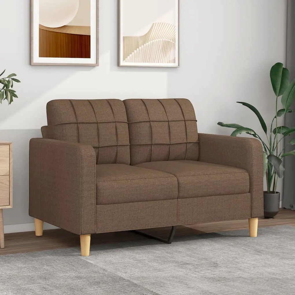 vidaXL Sofá de 2 lugares tecido 120 cm castanho