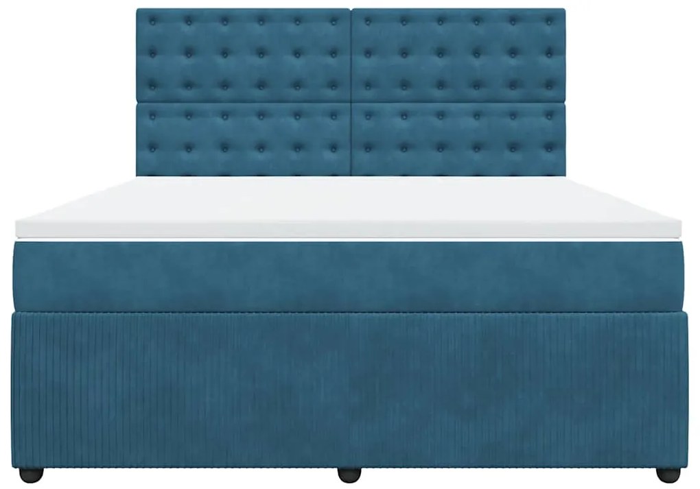 Cama com molas/colchão 180x200 cm veludo azul-escuro