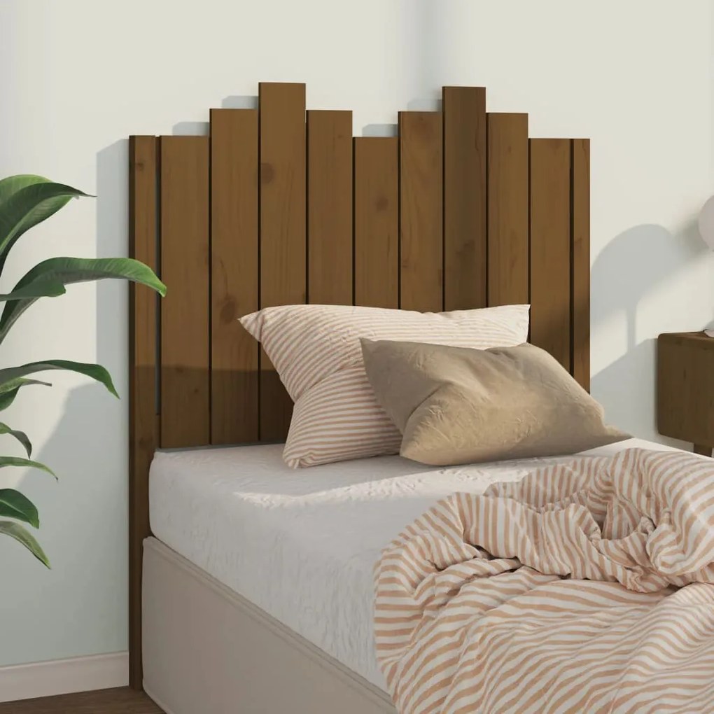 vidaXL Cabeceira de cama 96x4x110 cm pinho maciço castanho mel