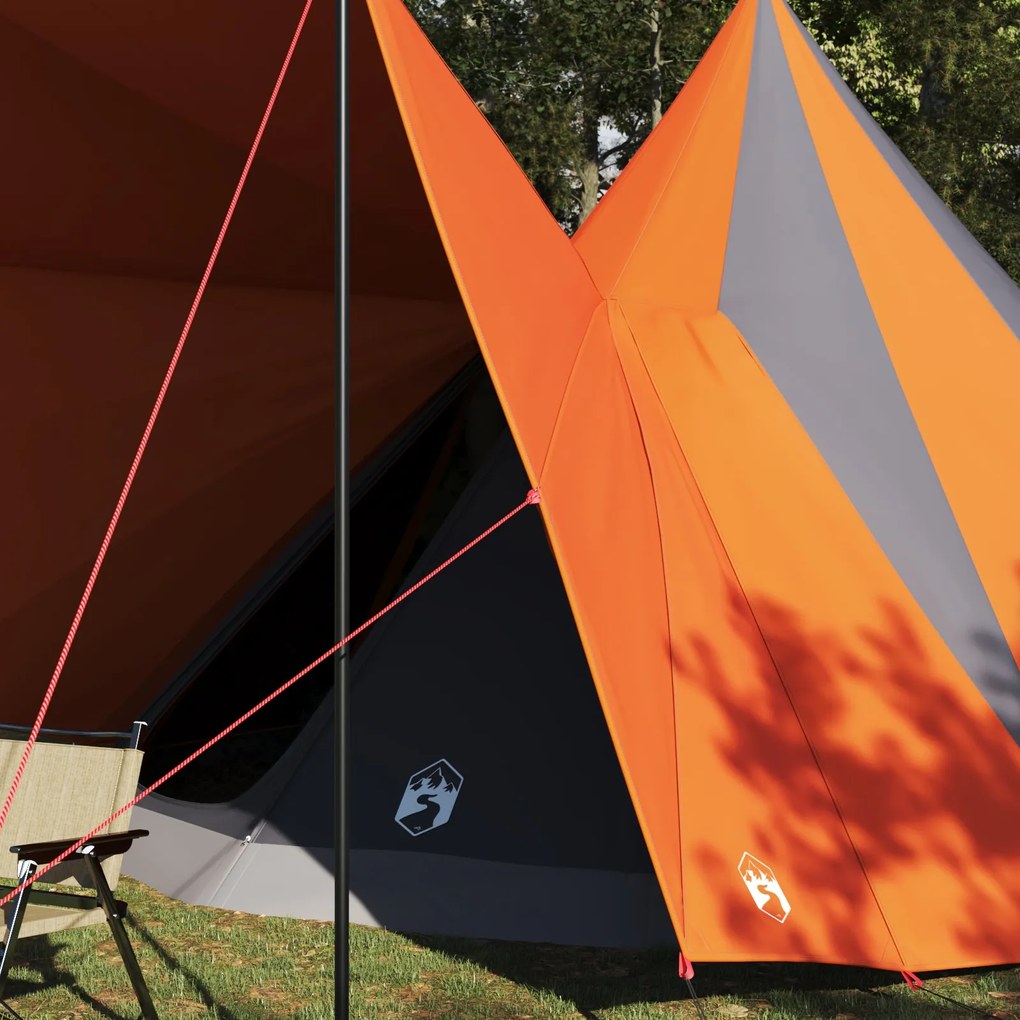 Tenda Familiar Tipi Cinza e Laranja Impermeável para 12 Pessoas