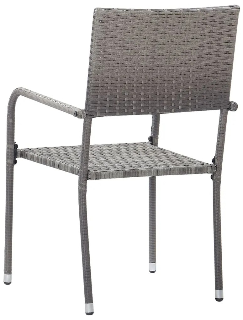 Cadeiras de jantar empilháveis para jardim 2 pcs vime PE cinza