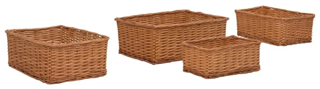 286980 vidaXL 4 pcs conjunto de cestos de encastrar salgueiro castanho