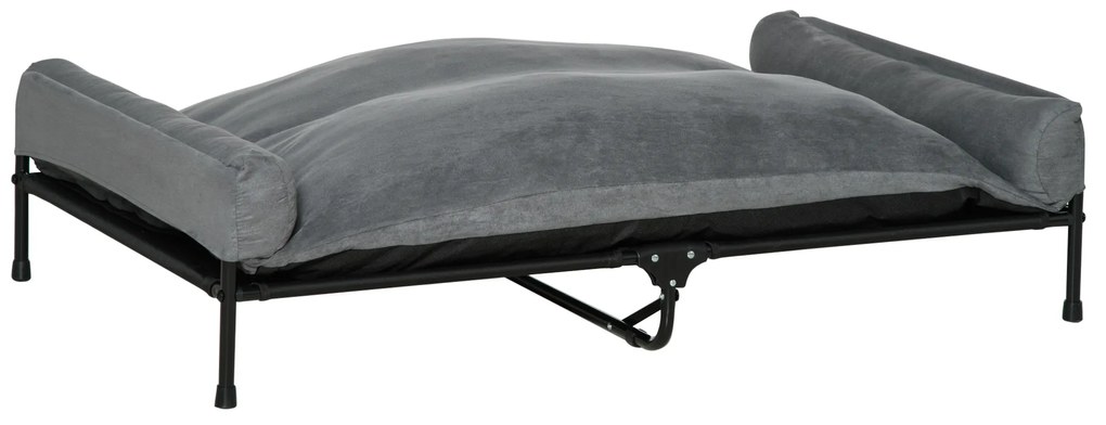 PawHut Sofá para Cães Gatos Cama para Animais de Estimação Médios e Grandes com Almofada Removível Lavável 120x80x30cm Cinza e Preto | Aosom Portugal