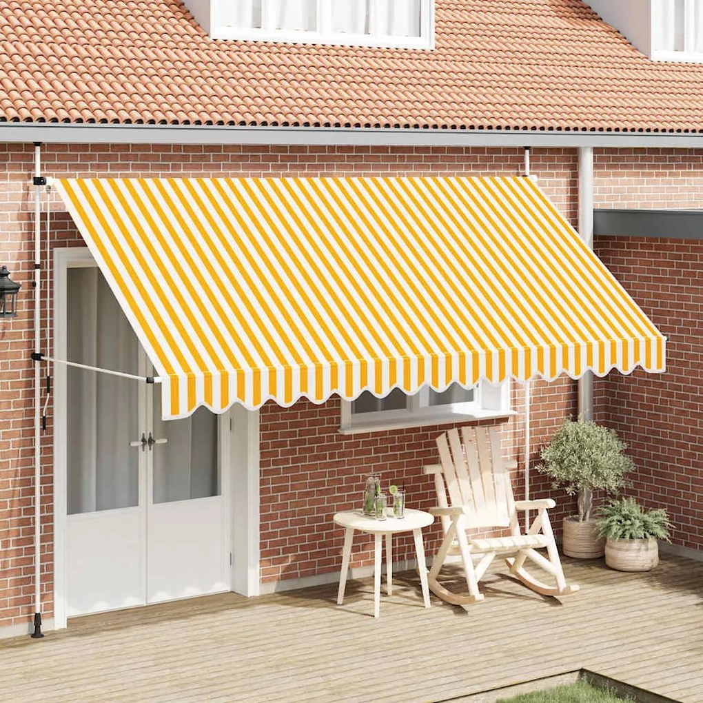 vidaXL Toldo retrátil manual 400 cm riscas laranjas e brancas
