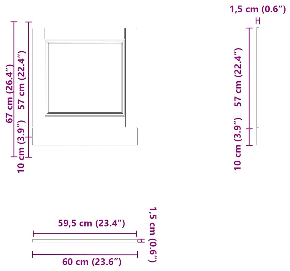 Painel máquina lavar louça Porto carvalho fumado 60x1,5x67 cm