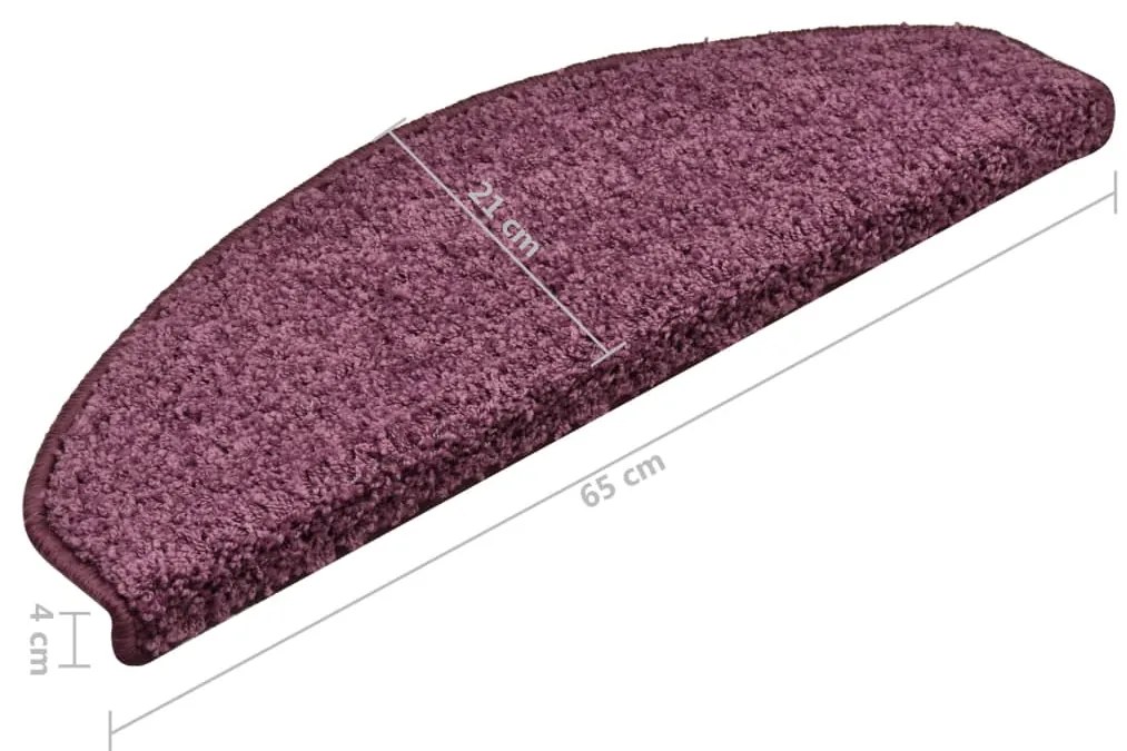 Tapete/carpete para degraus 15 pcs 65x21x4 cm roxo-escuro