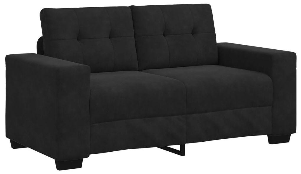 Conjunto de Sofá de 3 Peças com Almofadas em Veludo Preto