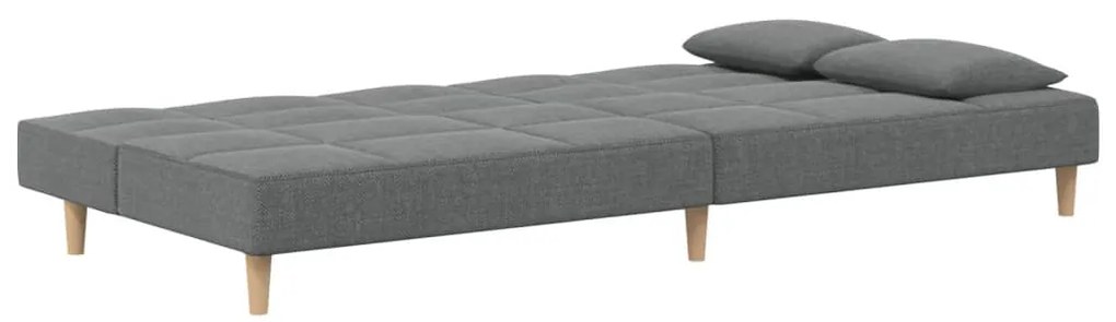 Sofá-cama 2 lugares com duas almofadas tecido cinzento-escuro