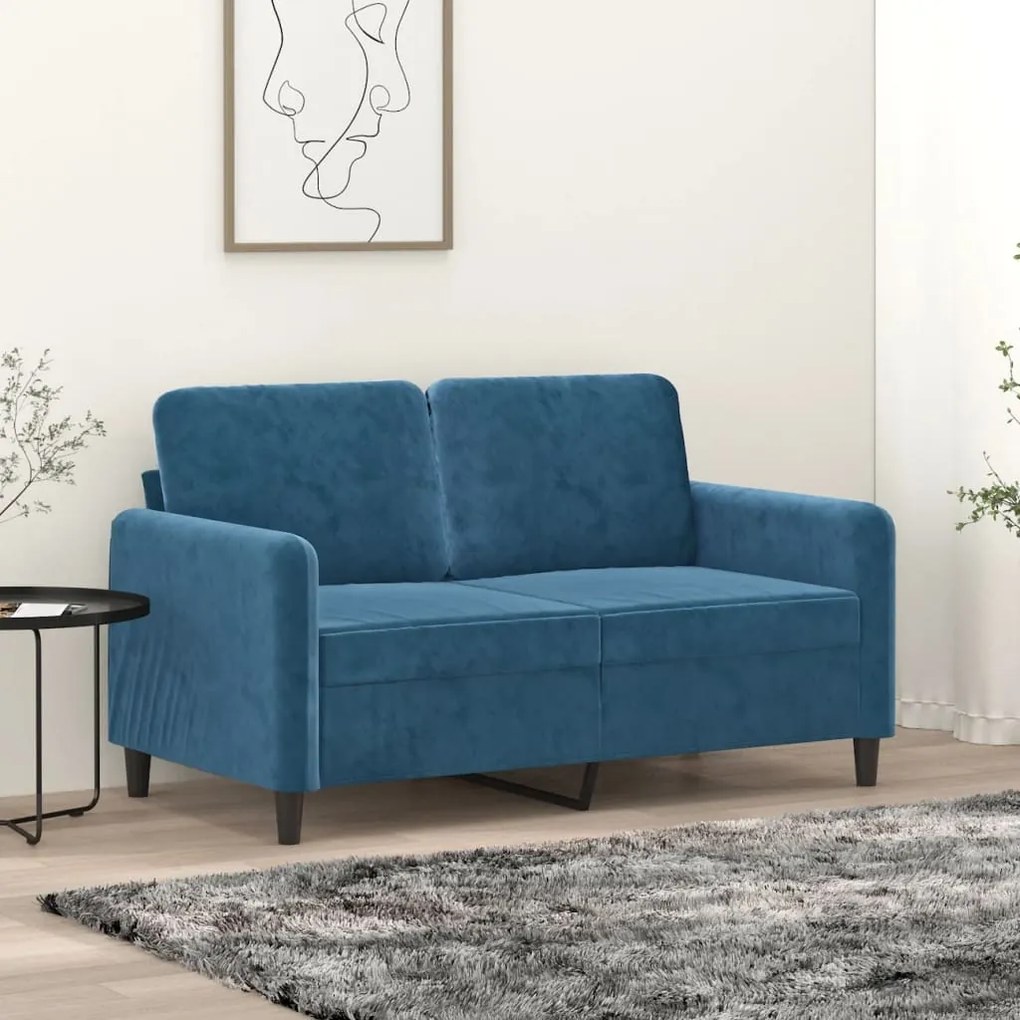 vidaXL Sofá de 2 lugares veludo 120 cm azul