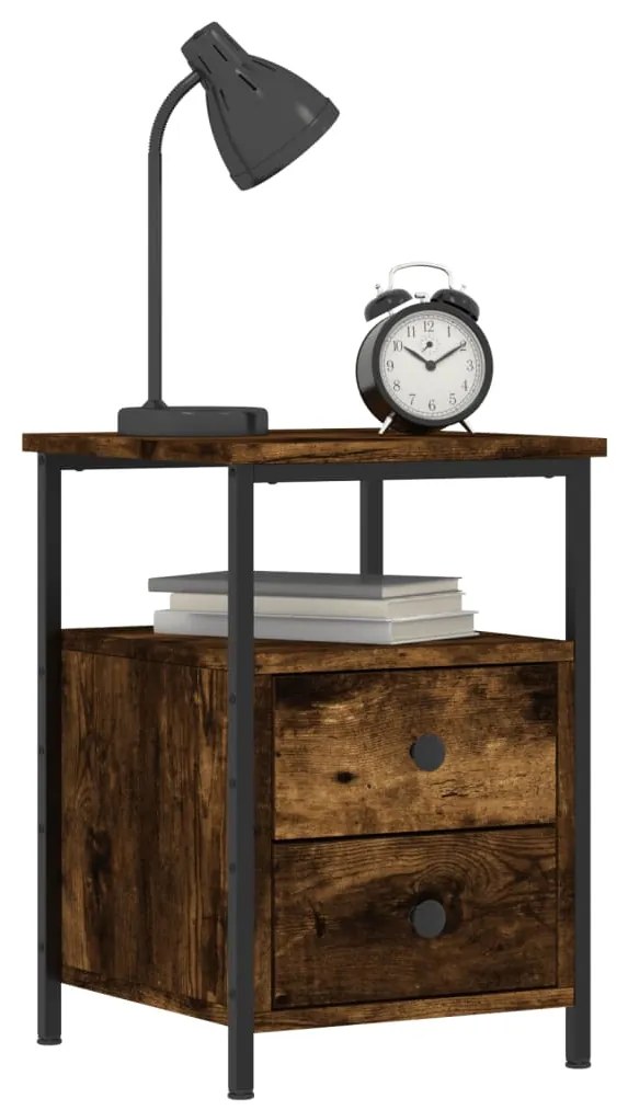 Mesas de cabeceira 2 pcs derivados de madeira carvalho fumado