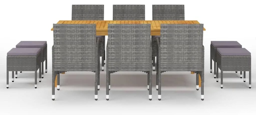 11 pcs conjunto de jantar para jardim cinzento