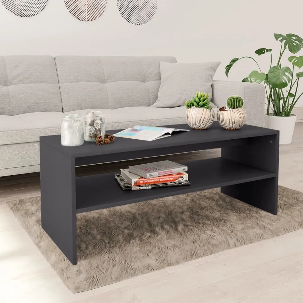 vidaXL Mesa de centro 100x40x40 cm contraplacado cinzento