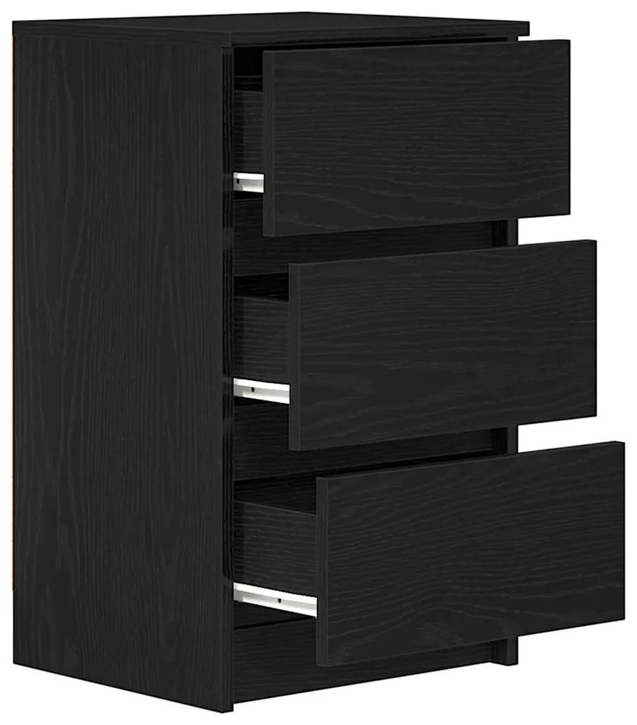 Mesa de cabeceira com 3 gavetas 39x35x65 cm preto