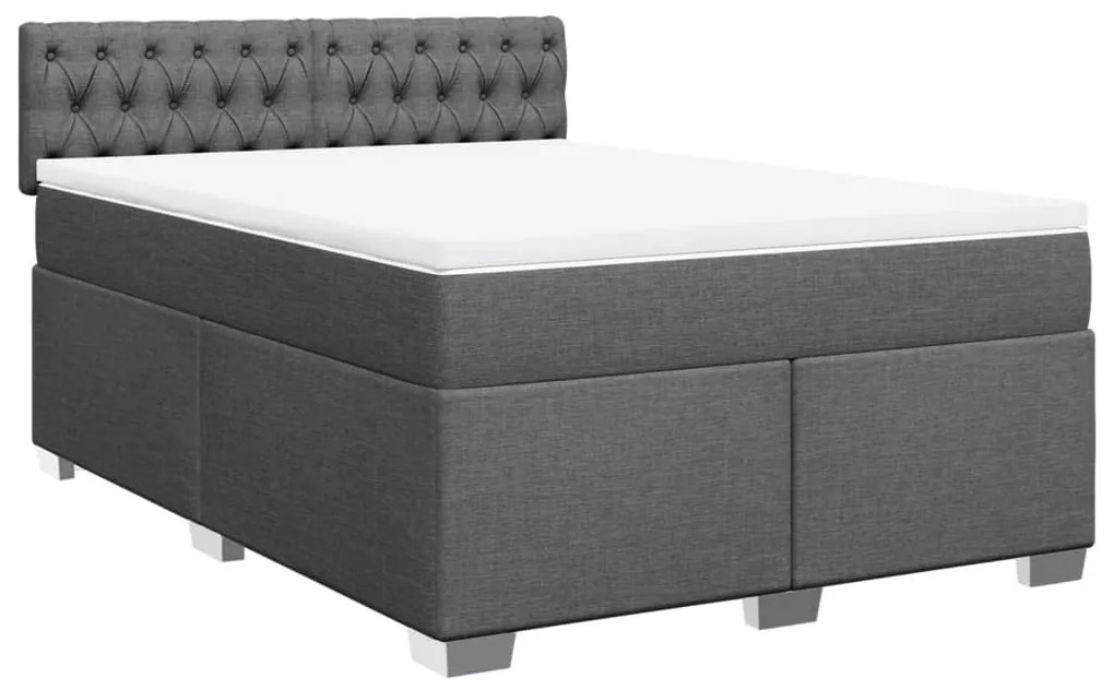 Cama com molas/colchão 160x200 cm tecido cinzento-escuro