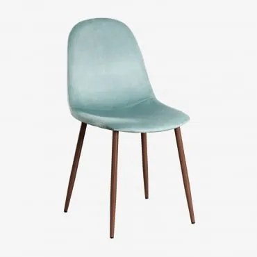 Pack De 4 Cadeiras De Jantar Glamm Madeira Escura & Velluto Verde Abeto & Terciopelo - Sklum