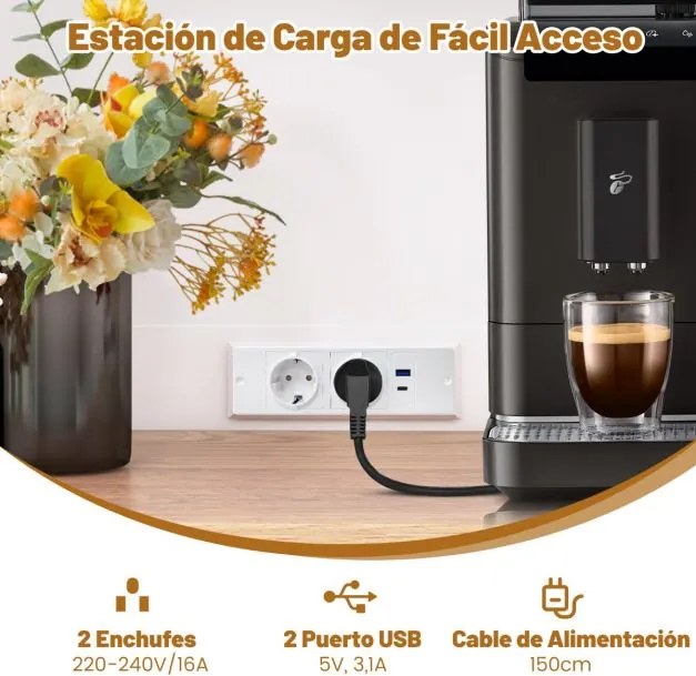 Armário de Cozinha / despensa 100 x 40 x 181 cm com tomadas elétricas, portas USB Branco