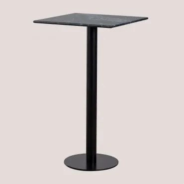 Mesa Alta De Bar Quadrada 60x60 Cm Em Mármore Rocher Mármore Verde Big Flower & Preto - Sklum
