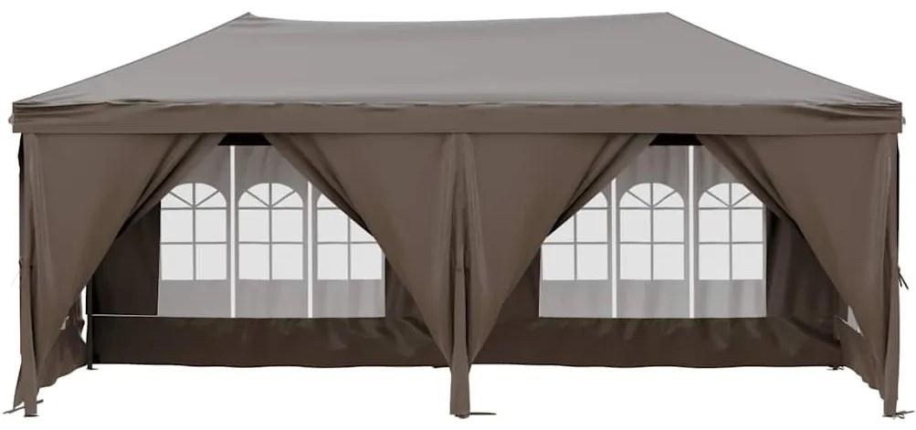 Tenda p/ festas dobrável c/ paredes laterais cinza-acastanhado
