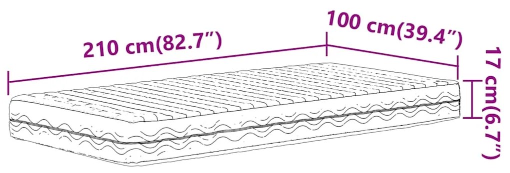 Colchão de espuma 100x210 cm dureza H2 H3 branco