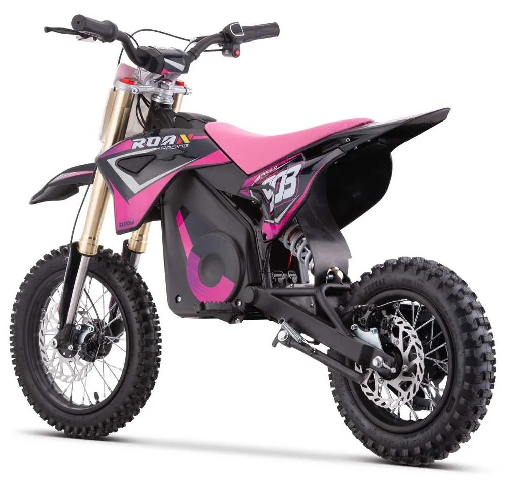 Mini moto elétrica para crianças MINICROSS 1100W Roan 903 motor eléctrico Brush 12/10" Rosa