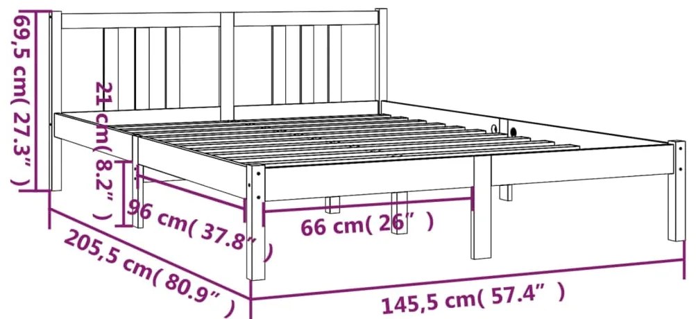 Estrutura de cama 140x200 cm madeira maciça branco
