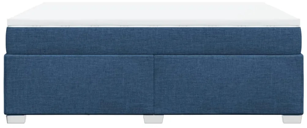 Cama com molas/colchão 160x200 cm tecido azul