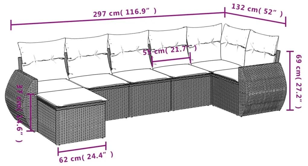 7 pcs conjunto de sofás p/ jardim c/ almofadões vime PE preto