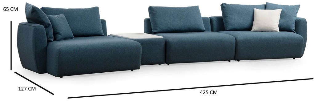 Sofá de Canto Maya Corner – Azul – 425x127x65 cm