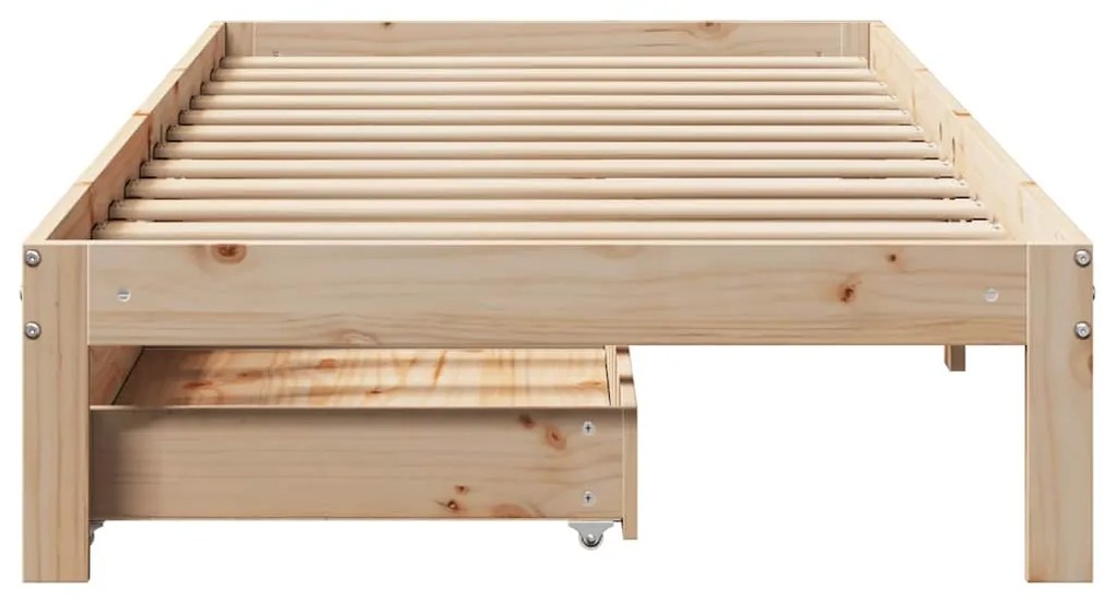 Estrutura de cama com gavetas 75x190 cm madeira de pinho maciça