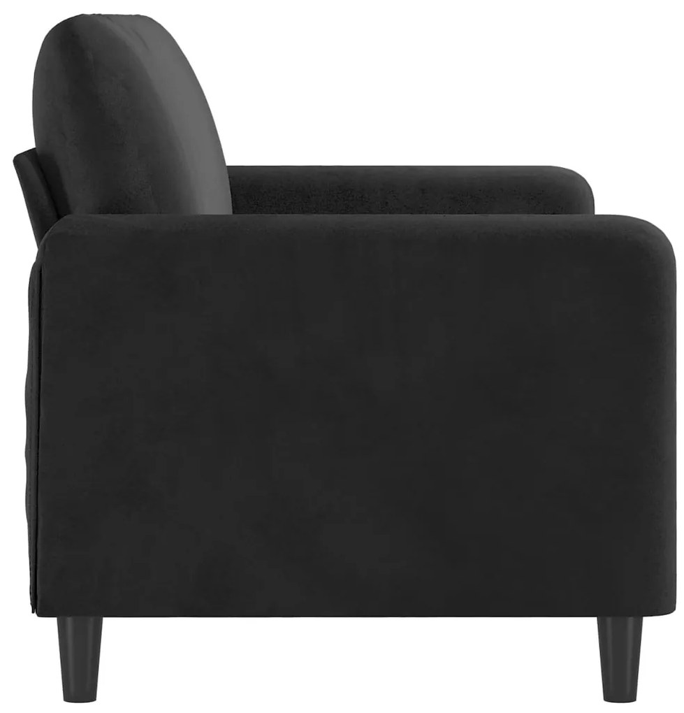 Sofá de 2 lugares veludo 140 cm preto