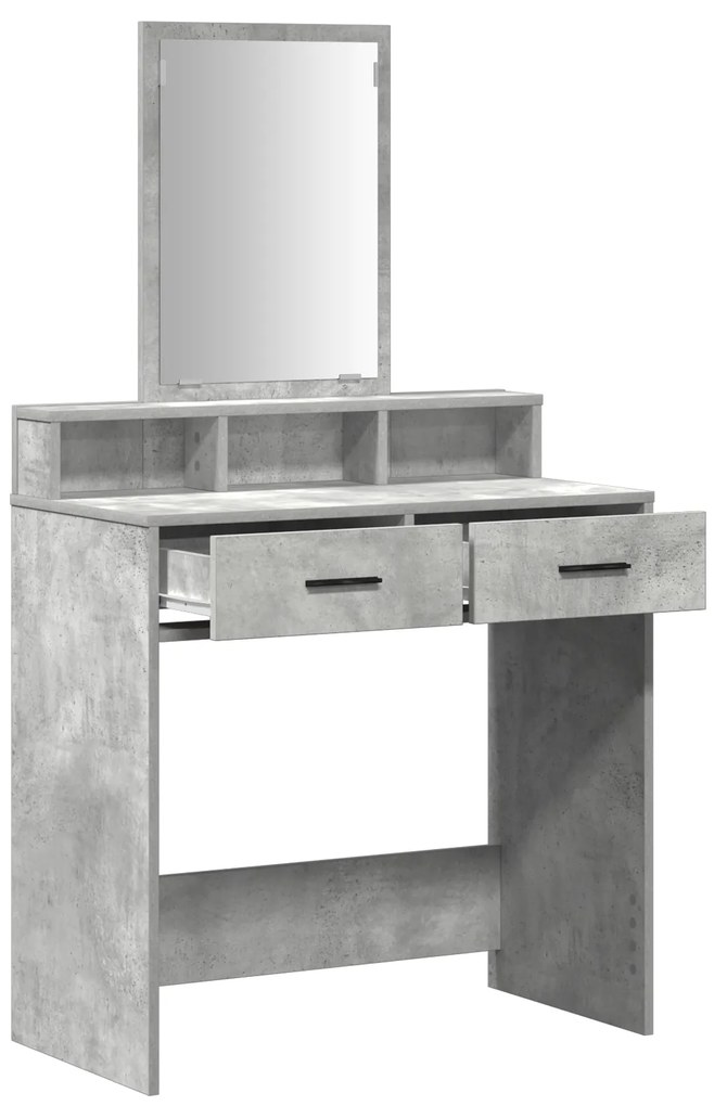 Espaço para Maquiagem com Gavetas Cinza Concreto 79x41x140 cm