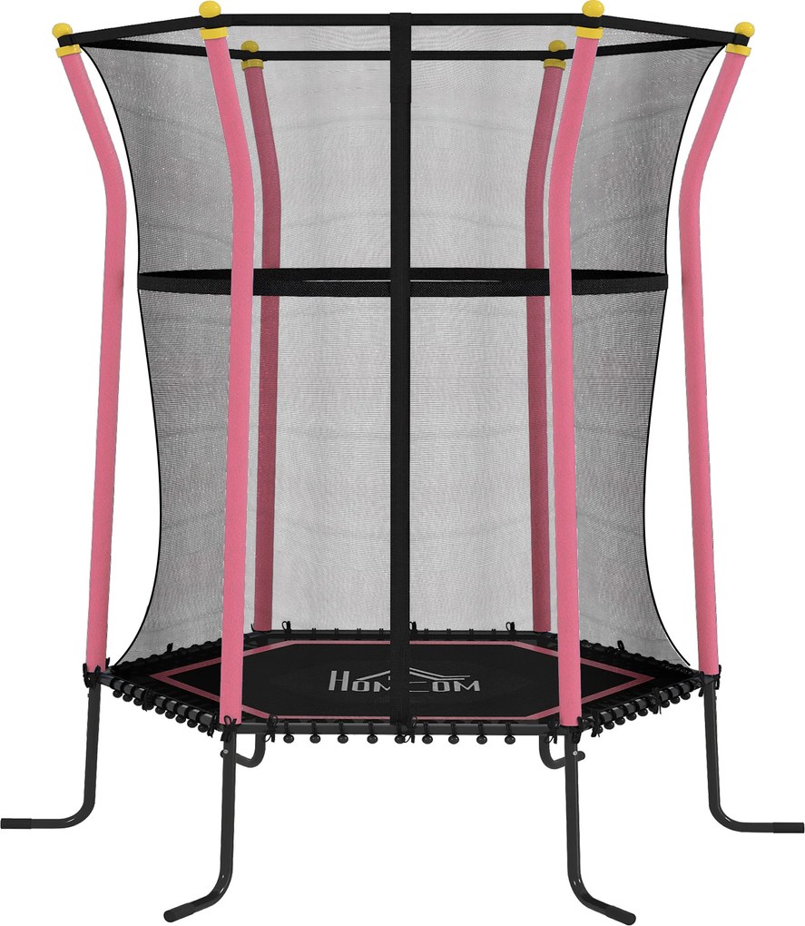 Trampolim para Crianças Cama Elástica Infantil com Rede de Segurança para Interiores e Exteriores Ø163,5x190 cm Rosa