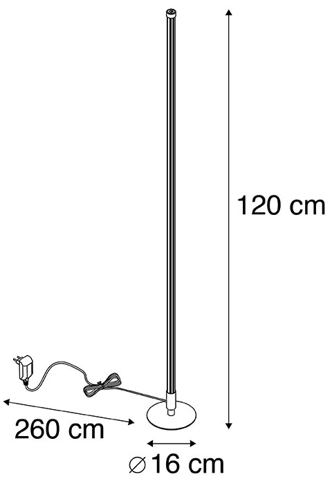 Candeeiro de pé preto com LED e dimmer tátil 3 níveis de intensidade - Line-up Moderno