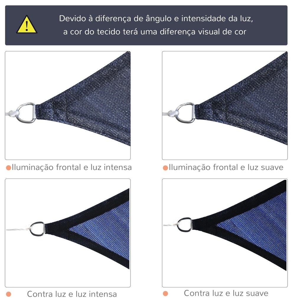 Vela de Sombra Retangular 4x6 m Toldo Vela de HDPE com Proteção UV Ane