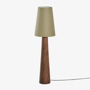 Candeeiro De Pé Em Madeira De Manga Malva Sage Green Ø30 Cm - ?40 Cm Mallorca - Sklum