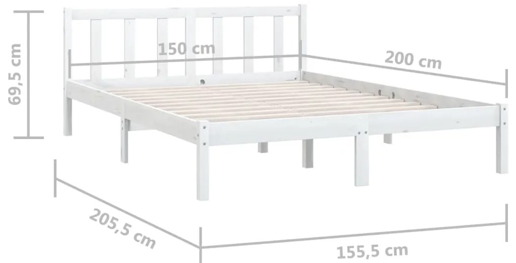 Estrutura de cama king 150x200 cm pinho maciço branco