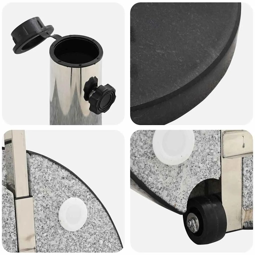 Base de Parasol com Rodas e Alça Granito Preto 29 kg Redonda