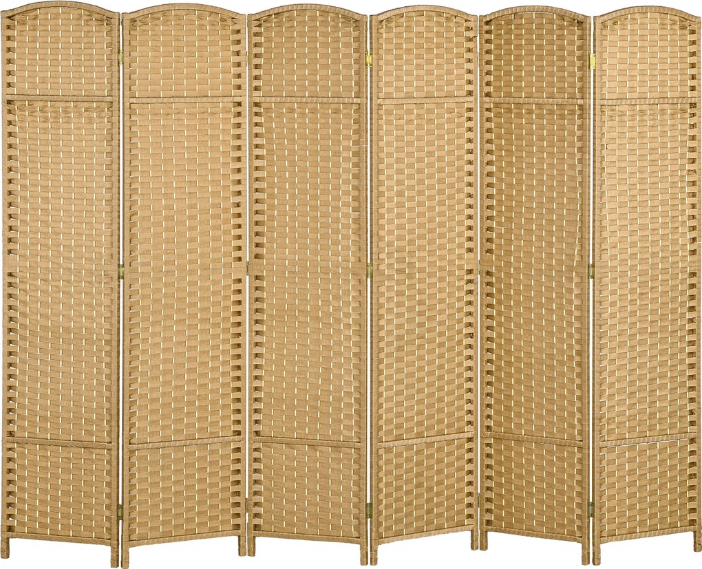 Biombos de interior em madeira com 6 painéis, 240 x 170 cm, divisória dobrável para sala de estar, quarto, acabamento natural