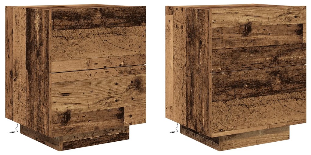 Cômodas vidaXL com Luzes LED 2 pcs Madeira Antiga 45x40x55 cm