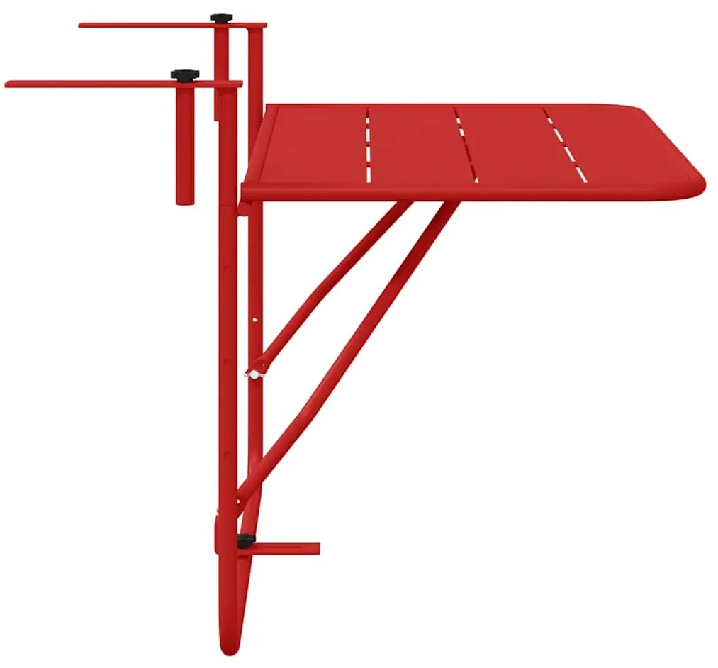 Mesa de Balcão Suspensa vidaXL Dobrável Vermelha 60x40 cm Aço