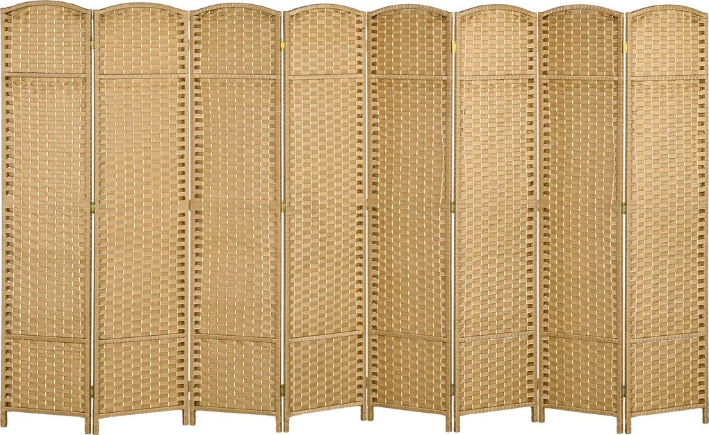 Biombo de Divisão Dobrável, 320 x 1,6 x 170 cm, 8 Painéis, Natural
