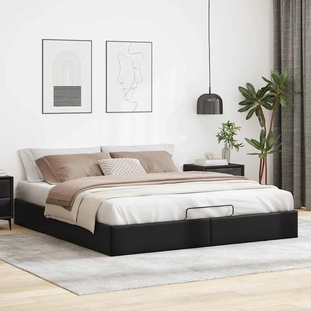 Estrutura de cama otomana sem colchão 200x200 cm preto