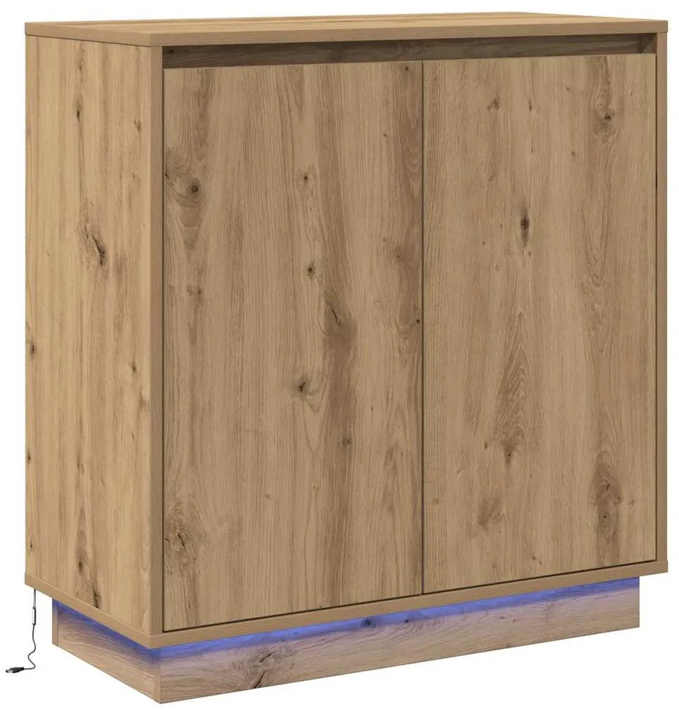 Buffet vidaXL com LED Carvalho Artesanal 71x34,5x75 cm Madeira Reconst